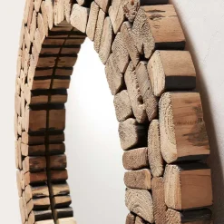 Teak Spiegel Polcadaz mit Mosaik Holz Rahmen