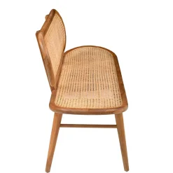 Teak Wohnraum Bank mit Wiener Geflecht - Feliana