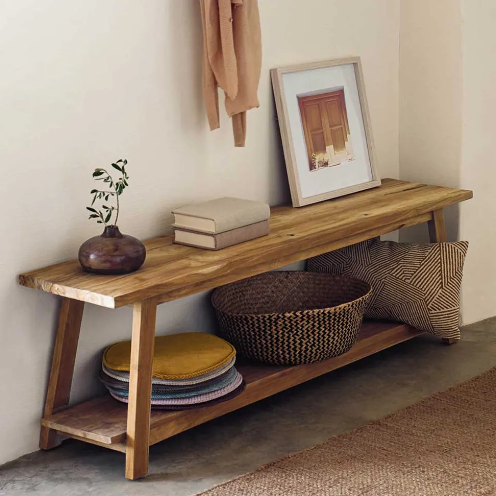 Teakholz Bank mit Ablageboden - Romitella