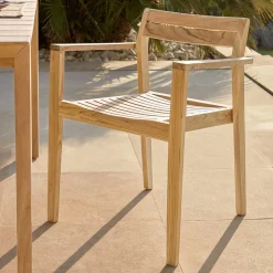 Teakholz Gartenstühle naturbelassen - Ginhopa (6er Set)