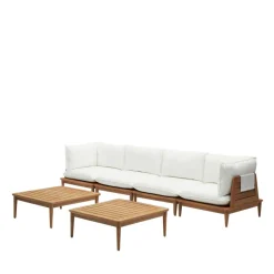 Teakholz Lounge modular & 2 Couchtische - Palm (sechsteilig)