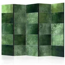 5-teiliger Leinwand Paravent in Grün - Yushu