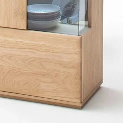 Teilmassive Standvitrine in Eiche Bianco Pontros optional mit LED