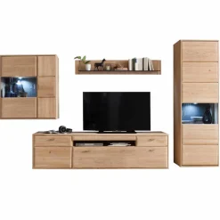 Teilmassive TV Anbauwand in Eiche - Vernella (vierteilig)