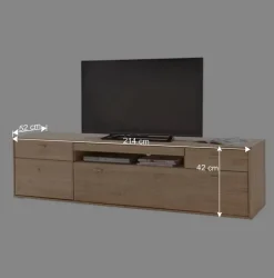 Teilmassive TV Anbauwand in Eiche - Vernella (vierteilig)