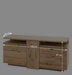 Teilmassive Wohnkombination in Eiche - Crokas (vierteilig)