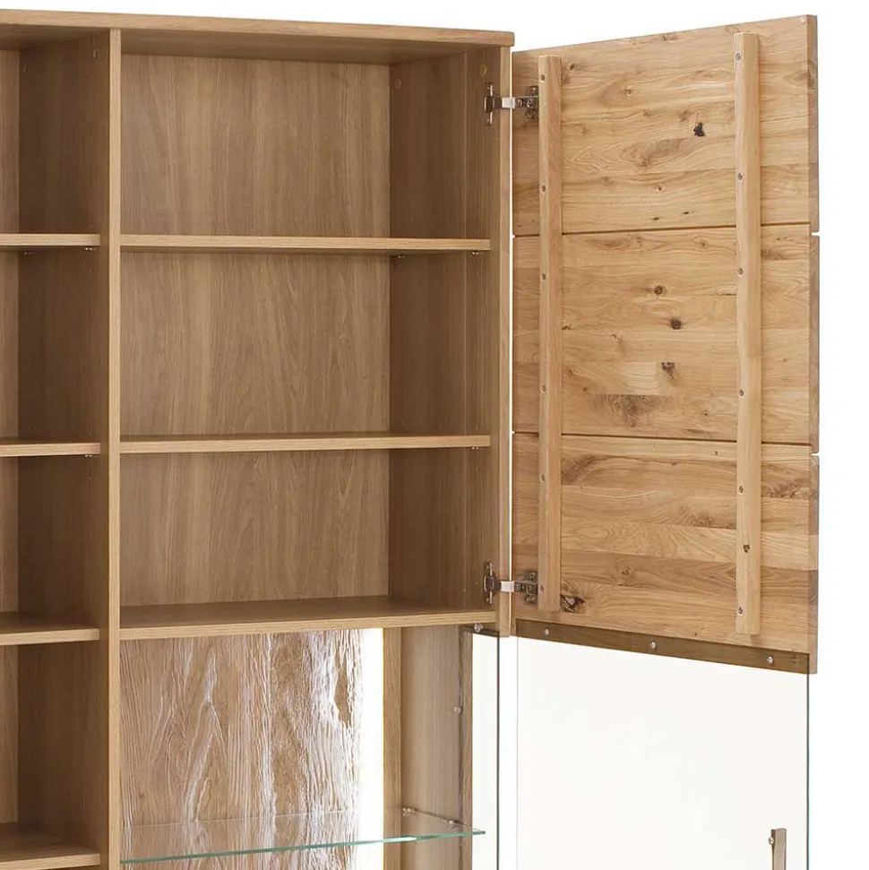 Teilmassive Wohnzimmervitrine in Eiche - Crokas