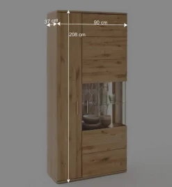 Teilmassive Wohnzimmervitrine in Eiche - Crokas