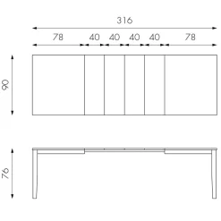 Teilmassiver Ausziehtisch Esche Cibiao in 2 Größen