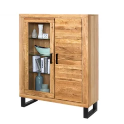 Teilmassives Highboard einseitig Glas - Arello
