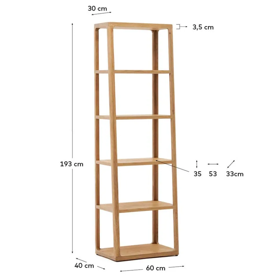 Teilmassives Regal mit fünf offenen Fächern - Mercana