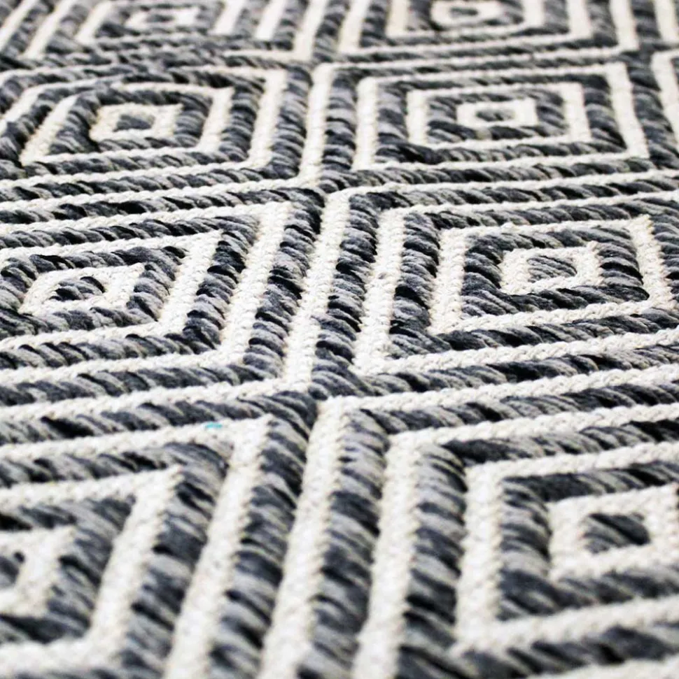 Teppich aus Baumwolle in Grau und Creme - Malinsa