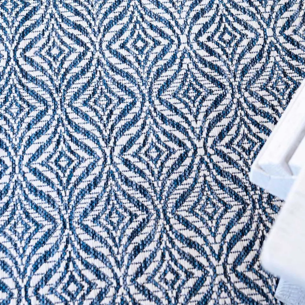 Teppich für Draußen in Dunkelblau und Creme - Argyrio