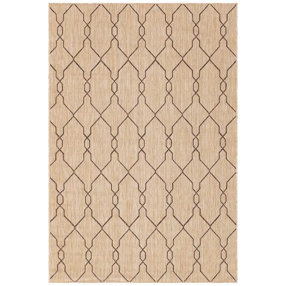 Teppich für Terrasse und Garten in Hellbraun & Grau - Flurina