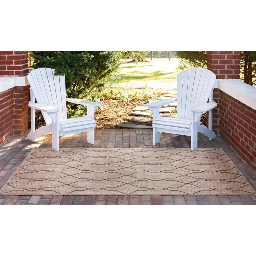 Teppich für Terrasse und Garten in Hellbraun & Grau - Flurina