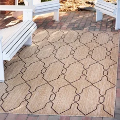 Teppich für Terrasse und Garten in Hellbraun & Grau - Flurina