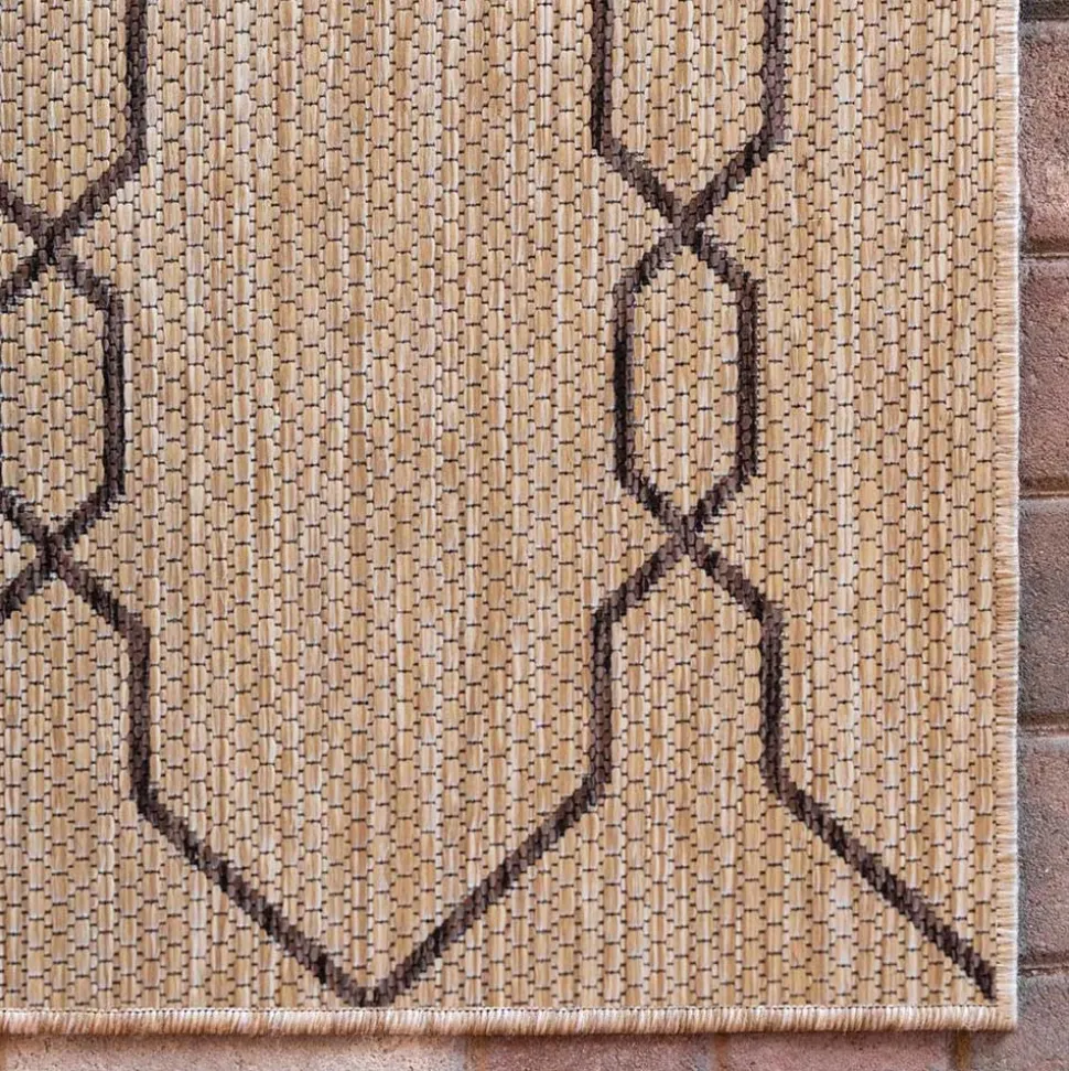 Teppich für Terrasse und Garten in Hellbraun & Grau - Flurina