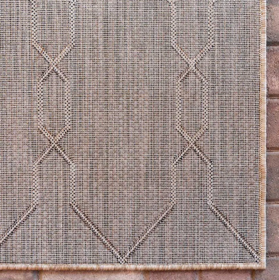 Teppich für Terrasse und Garten in Hellbraun & Grau - Flurina