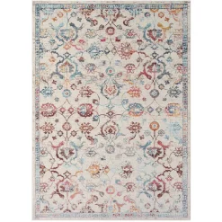 Teppich in Creme mit buntem Floral-Muster - Genyna