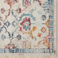 Teppich in Creme mit buntem Floral-Muster - Genyna