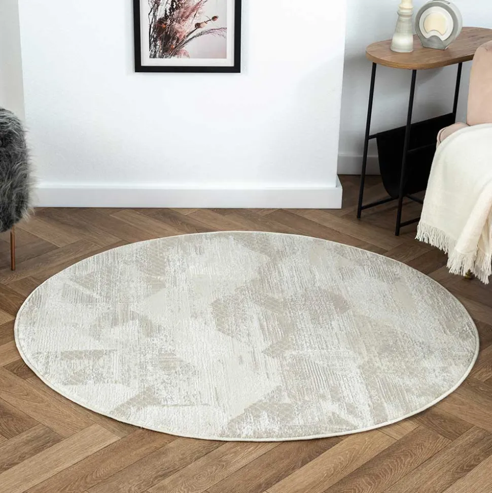 Teppich in Rund - Creme und Beige - Anita