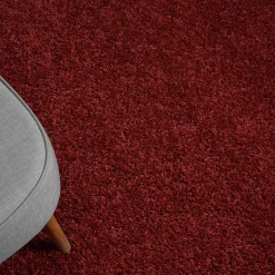 Teppich Läufer in Dunkelrot Hochflor - Carina