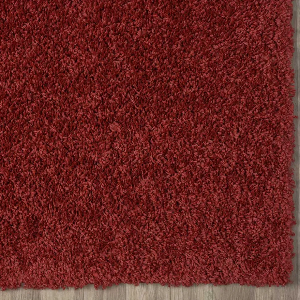 Teppich Läufer in Dunkelrot Hochflor - Carina