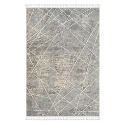 Teppich mit Fransen in Beige & Grau - Fulivia