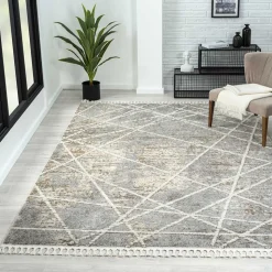 Teppich mit Fransen in Beige & Grau - Fulivia