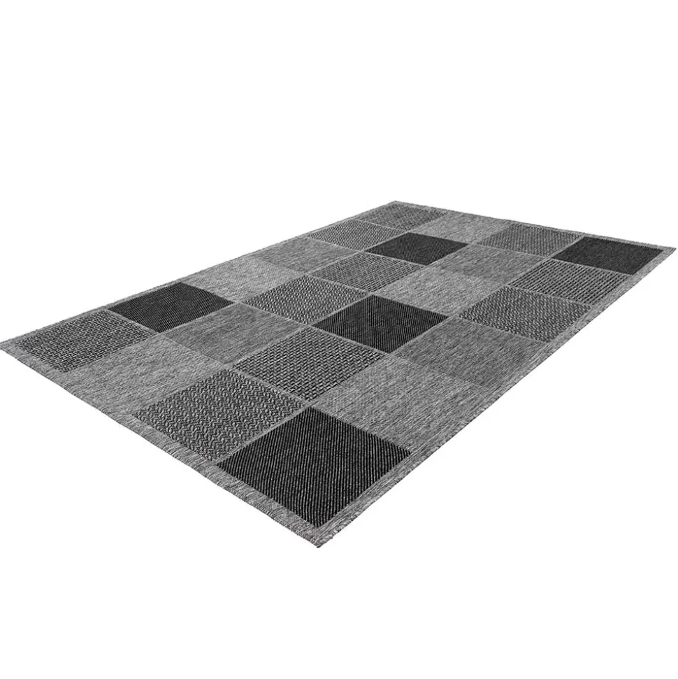 Teppich mit Quadratmuster in Silbergrau Grau - Lydija