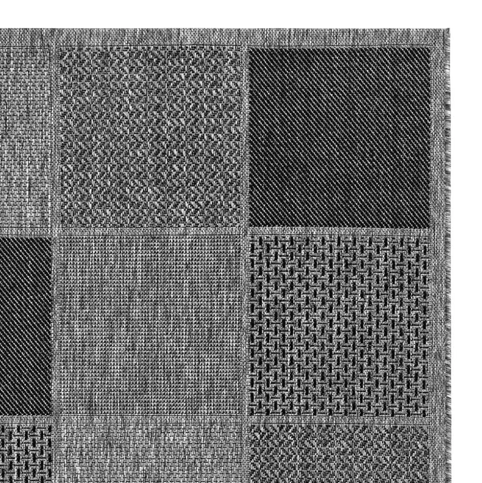 Teppich mit Quadratmuster in Silbergrau Grau - Lydija