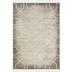 Teppich mit Rautenmuster in Weiß & Hellgrau - Freshna