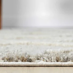 Teppich mit Rautenmuster in Weiß & Hellgrau - Freshna