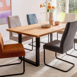 Tisch mit Wildeiche Massivholzplatte - Guven