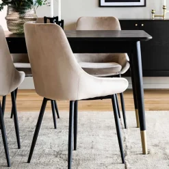 Tischgruppe in Schwarz & Beige - Orgevia (siebenteilig)