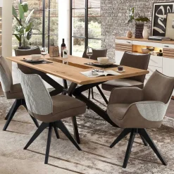 Tischgruppe mit Drehstühlen Set - Niam (siebenteilig)