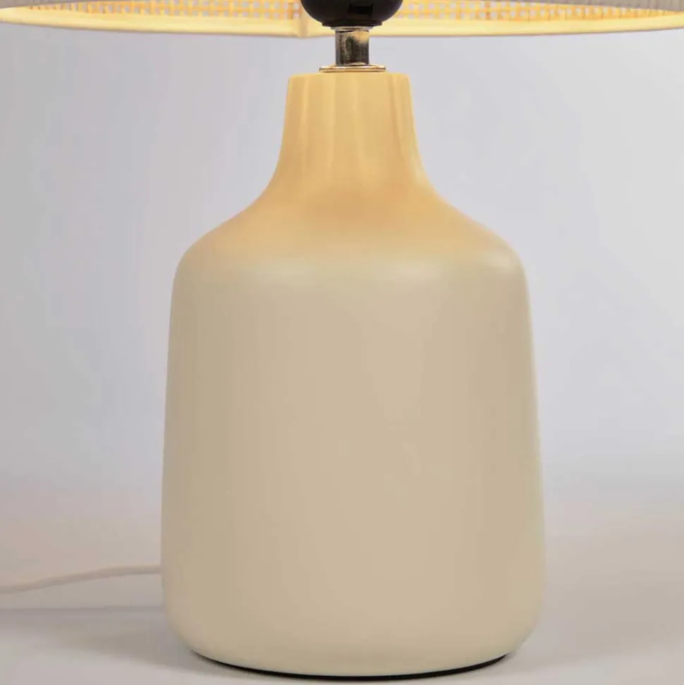 Tischleuchte aus Bambus Geflecht in Beige - Veromica