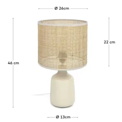 Tischleuchte aus Bambus Geflecht in Beige - Veromica