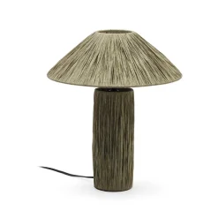 Tischleuchte in Graugrün aus Raffia - Dasanti