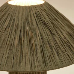 Tischleuchte in Graugrün aus Raffia - Dasanti