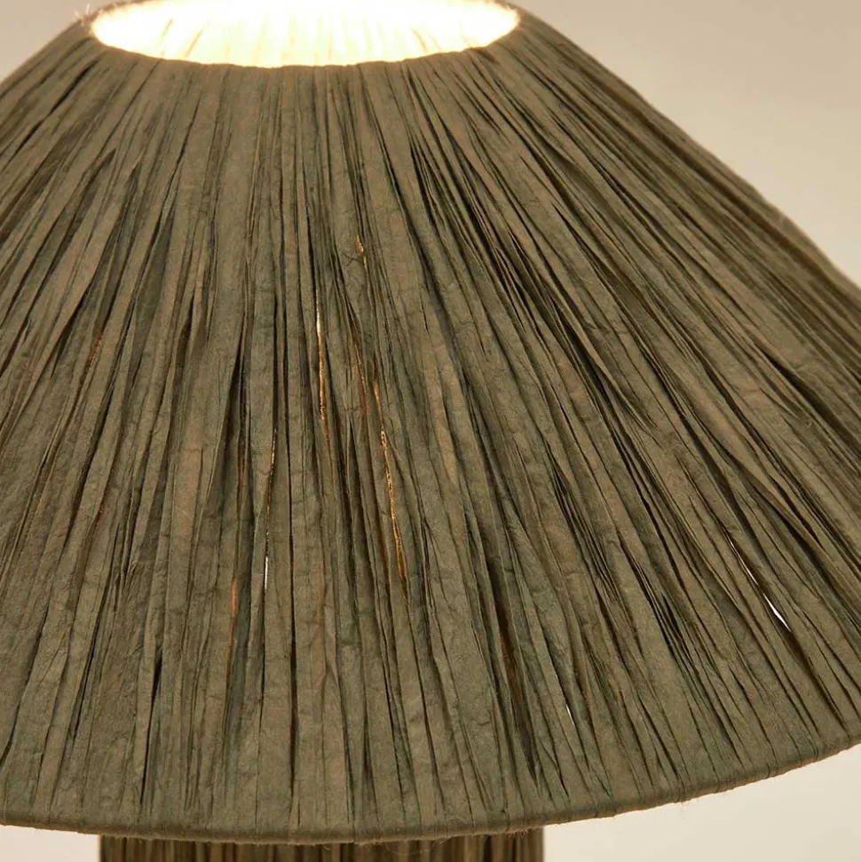Tischleuchte in Graugrün aus Raffia - Dasanti