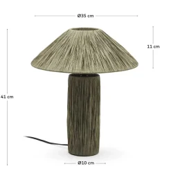 Tischleuchte in Graugrün aus Raffia - Dasanti