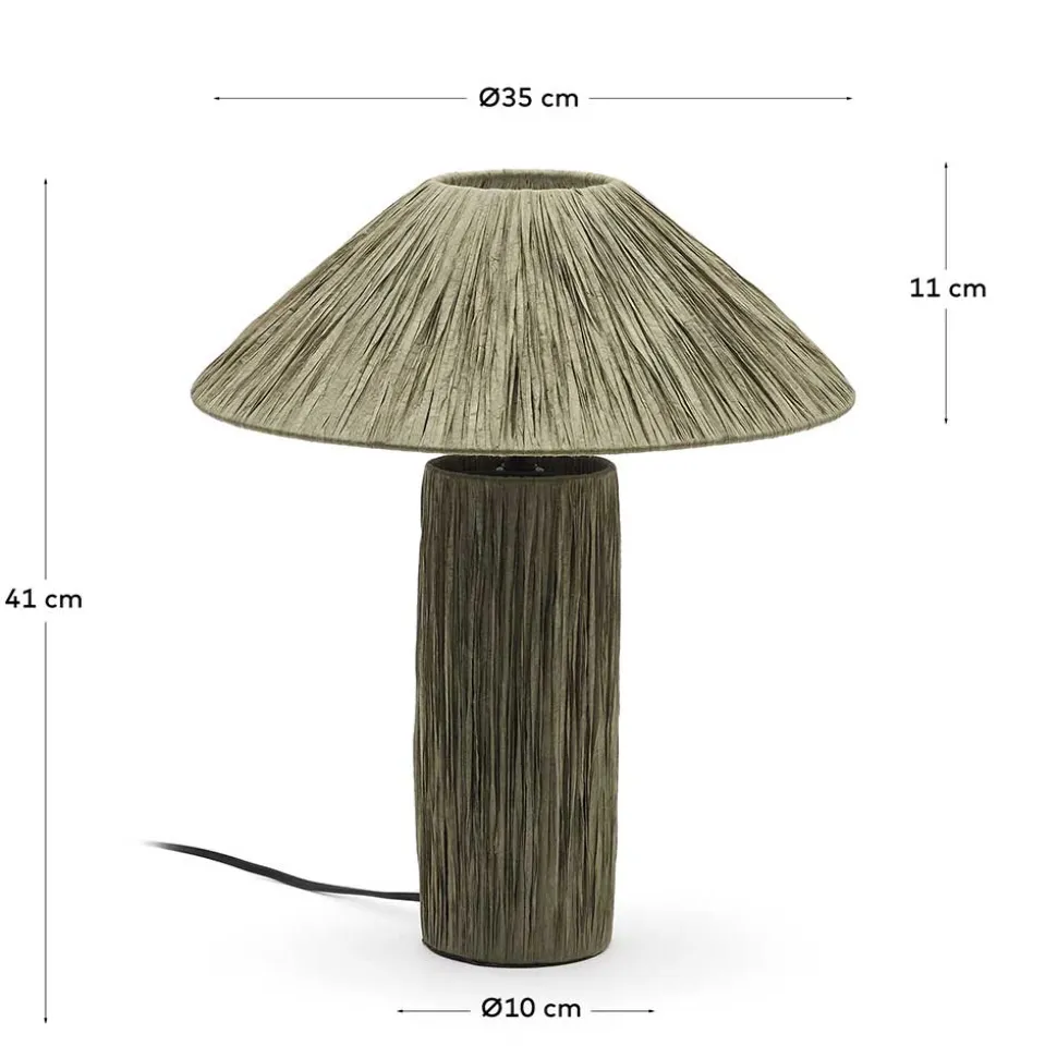 Tischleuchte in Graugrün aus Raffia - Dasanti