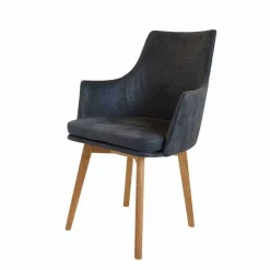 Tischsessel in Anthrazit Microfaser Bastiona mit Gestell Wildeiche