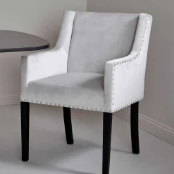 Tischsessel in Silbergrau Samt - Syriana