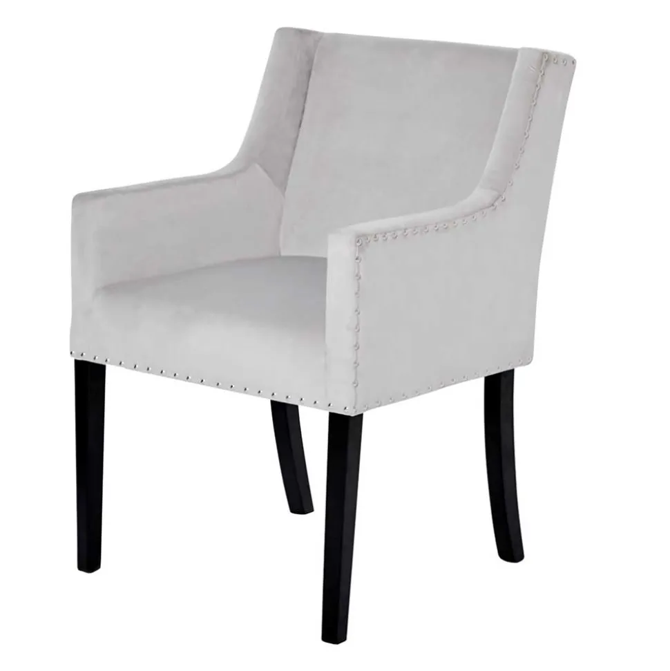 Tischsessel in Silbergrau Samt - Syriana