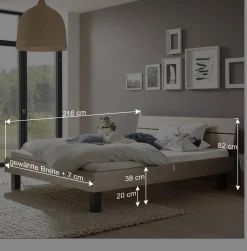 Topp Bettgestell mit Kopfteil in Silber Grau - Domago