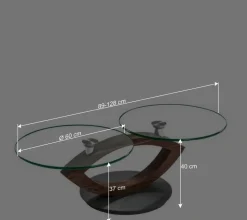 Topp Couchtisch mit 2 runden Glasplatten - Annely