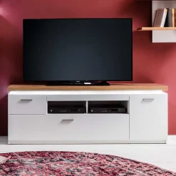 Topp TV Element in Weiß & Wildeiche mit LED - Caldri