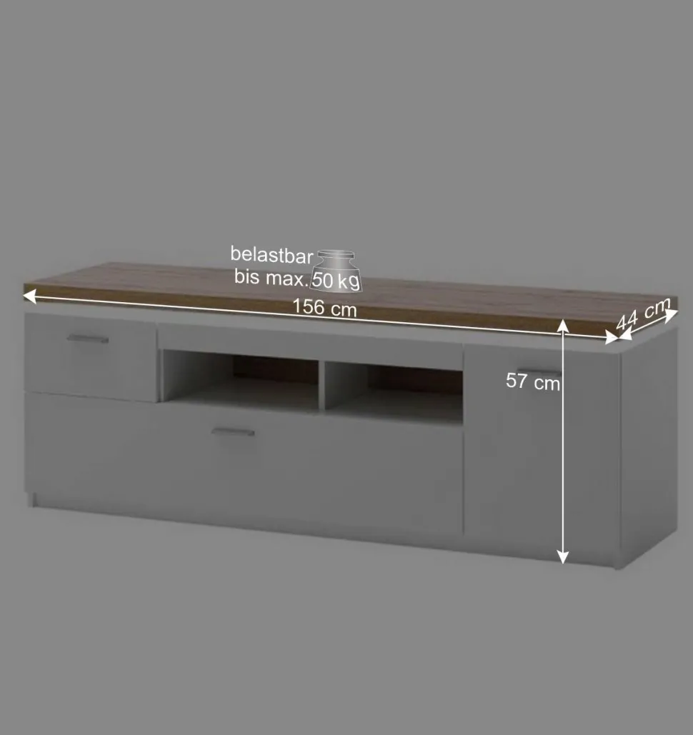 Topp TV Element in Weiß & Wildeiche mit LED - Caldri